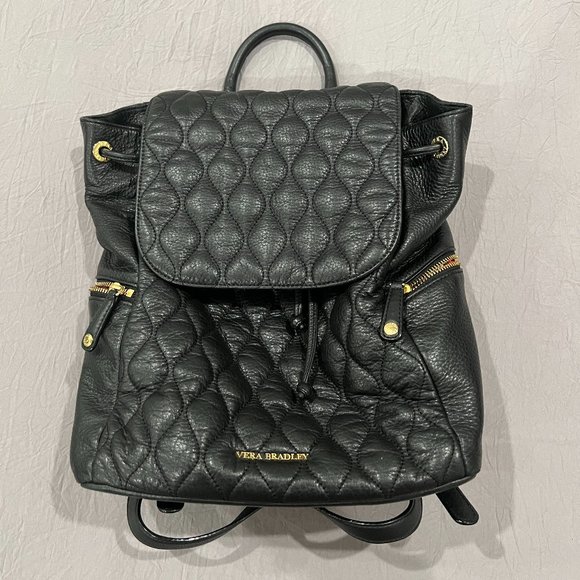 Vera Bradley Amy Quilted Leather Backpack- Black Quilted Leather Backpack main image 7